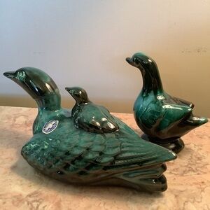 Vintage Blue Mountain Pottery Duck Loon Family Mother Baby NOS